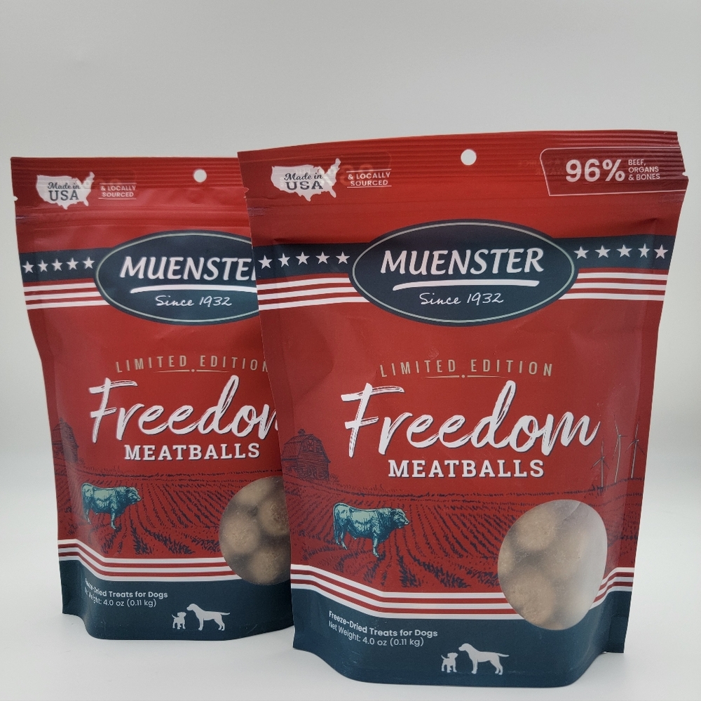 Muenster Freedom Meatballs Freeze-Dried Treats For Dogs Made In USA Limited Edit